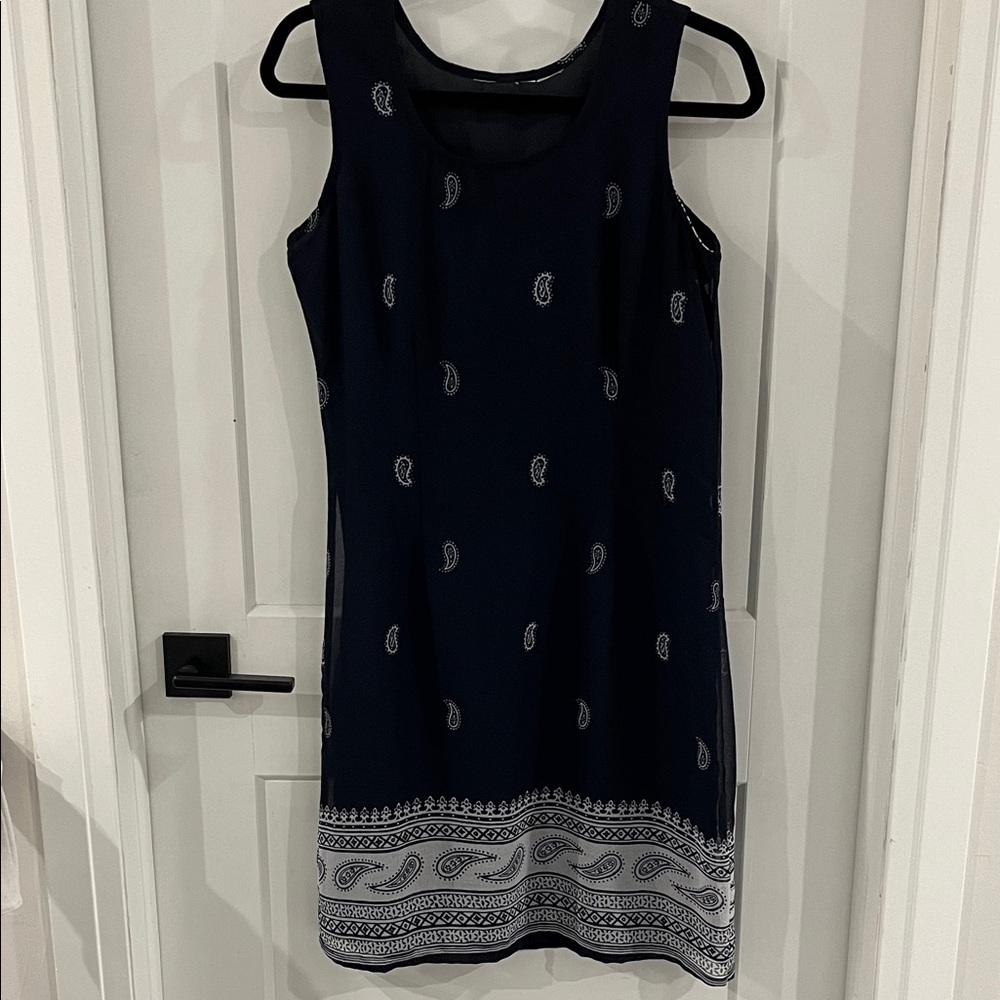 Elegant Navy Paisley Mini Dress